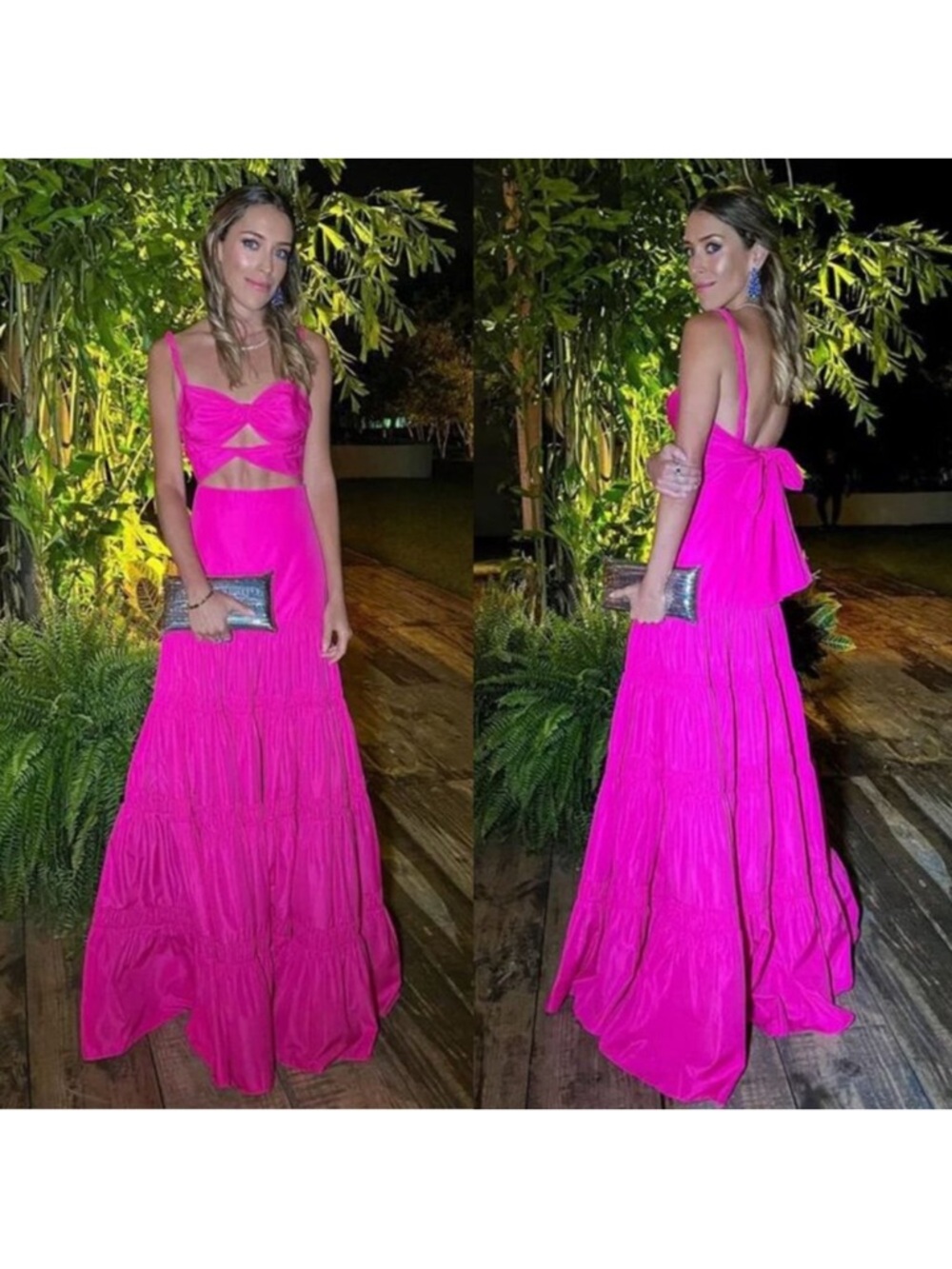 Alexis Azalea Maxi Dress Magenta Pink Twist Cutout Tiered Gown M‎ - Picture 14 of 16